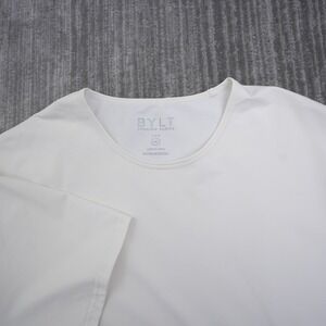 BYLT Premium Basics Lux Drop Cut T-Shirt Mens 3XL White Short Sleeve Crew Neck